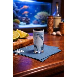 Vintage SeaWorld Orca Raised Relief Ceramic Shot Glass Whale Souvenir